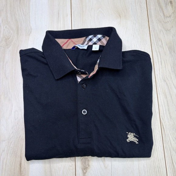 Burberry Other - Burberry London Men's Check Pattern Polo Shirt Black Size XL Slim Fit Logo